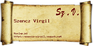 Szencz Virgil névjegykártya